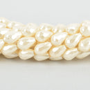 12mm IVORY CREAM Pearl Teardrop Crystal Beads, Faceted Opaque Glass 22 beads bgl1827