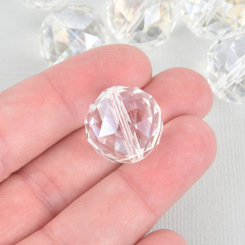 20mm CLEAR AB Round Faceted Crystal Glass Beads, 8 beads, bgl1832
