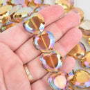 22mm Heart Beads Crystal AMBER AB, 14 beads, bgl1835