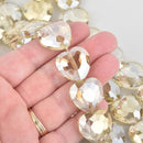 22mm Heart Beads Crystal CHAMPAGNE AB, 14 beads, bgl1838