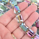 18mm NORTHERN LIGHTS RECTANGLE Faceted Crystal Glass Beads, strand, 14 beads, bgl1839