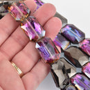 28mm BLACK VITRAIL RECTANGLE Faceted Crystal Glass Beads, strand, 11 beads, bgl1843