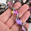 25mm BLACK VITRAIL HEXAGON Faceted Crystal Glass Beads, strand, 13 beads, bgl1844