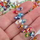 12mm Crystal Teardrop Briolette faceted top drilled, MIXED COLORS, 48 beads bgl1846