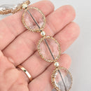 24mm Clear Oval Crystal Beads Micro Pave Gold Bezel, x2 beads bgl1848