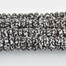 10mm to 12mm Black and White Glass Rondelle African Trade Beads Recycled Glass x25 beads bgl1859