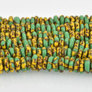 10mm to 12mm Green Yellow Glass Rondelle African Trade Beads Recycled Glass x25 beads bgl1867