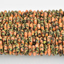 10mm to 12mm Orange Yellow Glass Rondelle African Trade Beads Recycled Glass x25 beads bgl1868