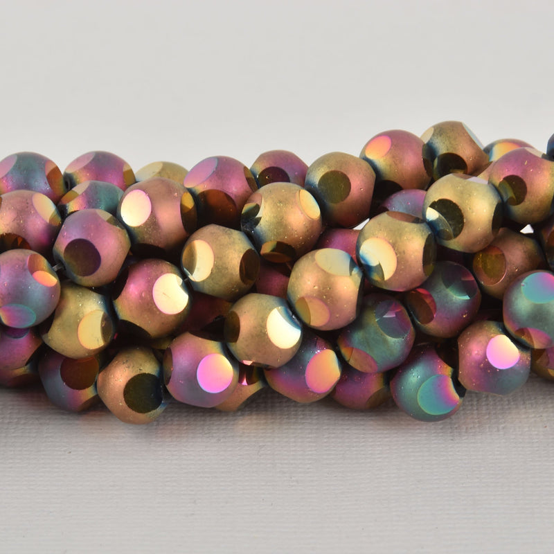 10mm Pink Iris Mirror Glass Beads, faceted, strand, bgl1885