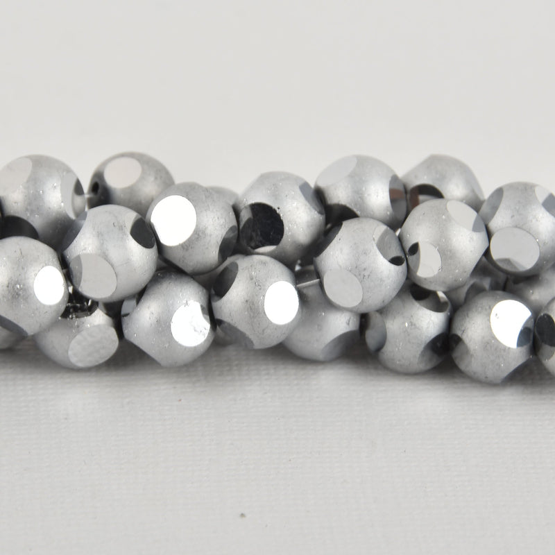 10mm Silver Mirror Glass Beads, faceted, bgl1888