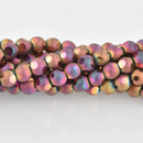 6mm Pink Iris Mirror Glass Beads, faceted, strand, bgl1894