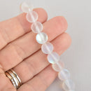10mm Matte White Mermaid Glass Beads, smooth round, 10 beads, bgl1896