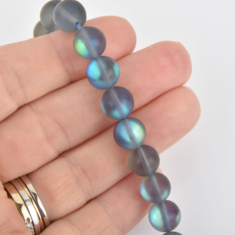 10mm Matte Gray Mermaid Glass Beads, smooth round, 10 beads, bgl1898