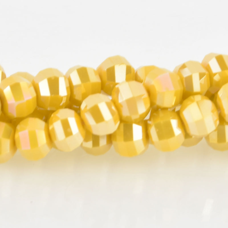 8mm Yellow Glass Crystal Beads, Hexagon Rondelle, Faceted, x20 beads, bgl1900