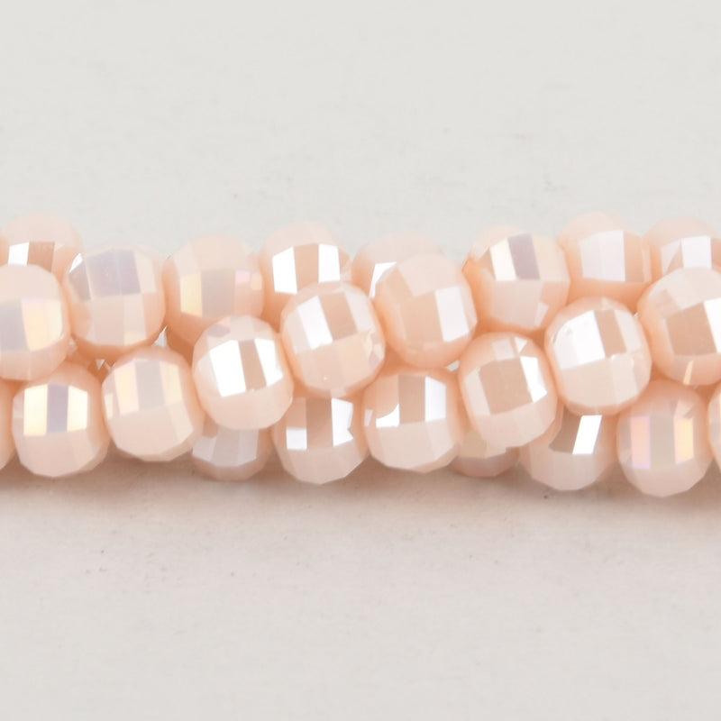 8mm Pink AB Glass Crystal Beads, Hexagon Rondelle, Faceted, x20 beads, bgl1906