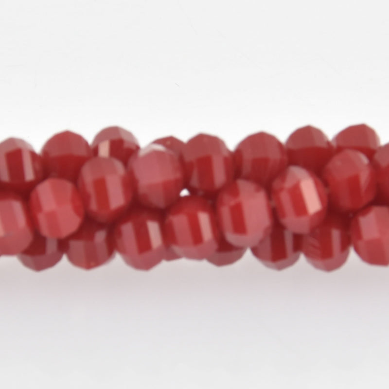 6mm Dark Red Glass Crystal Beads, Hexagon Rondelle, Faceted, x25 beads, bgl1910
