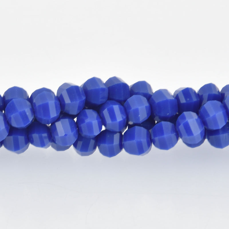 6mm Royal Blue Glass Crystal Beads, Hexagon Rondelle, Faceted, x25 beads, bgl1911