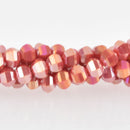 6mm Tomato Red AB Glass Crystal Beads, Hexagon Rondelle, Faceted, x25 beads, bgl1914