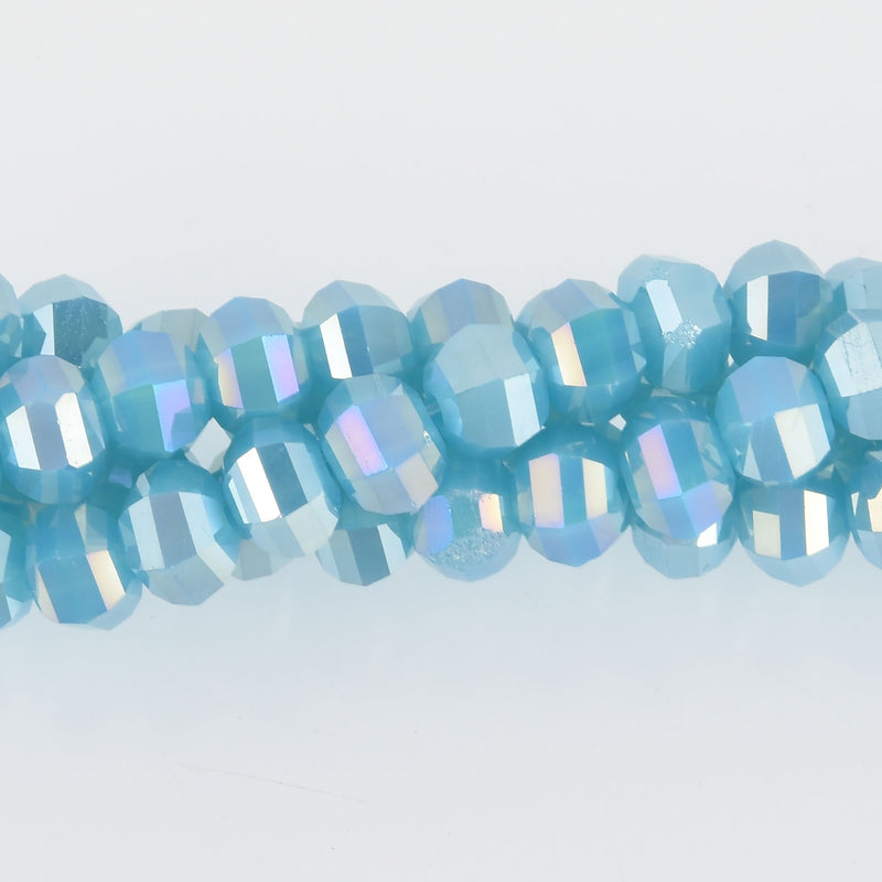 6mm Blue AB Glass Crystal Beads, Hexagon Rondelle, Faceted, x25 beads, bgl1915