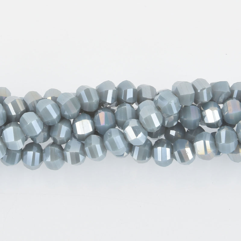 6mm Gray AB Glass Crystal Beads, Hexagon Rondelle, Faceted, x25 beads, bgl1918