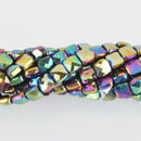 6mm Mardi Gras Glass Crystal Beads, Metallic Square, Faceted, x20 beads, bgl1922