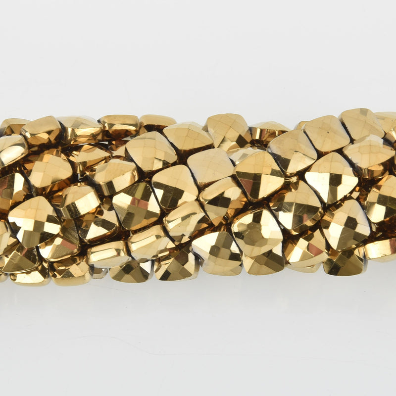 6mm Gold Glass Crystal Beads, Metallic Square, Faceted, x20 beads, bgl1925