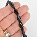 13mm Glass Crystal Beads, Black Oval Twist, Faceted, x10 beads, bgl1928