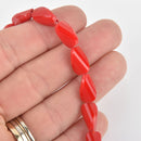 13mm Glass Crystal Beads, Red Oval Twist, Faceted, x10 beads, bgl1929