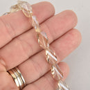 13mm Glass Crystal Beads, Champagne Oval Twist, Faceted, x10 beads, bgl1930