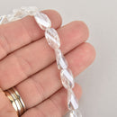 13mm Glass Crystal Beads, Clear Oval Twist, Faceted, x10 beads, bgl1932