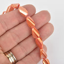 13mm Glass Crystal Beads, Orange Coral AB Oval Twist, Faceted, x10 beads, bgl1934