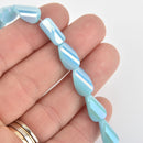 13mm Glass Crystal Beads, Turquoise Blue AB Oval Twist, Faceted, x10 beads, bgl1937
