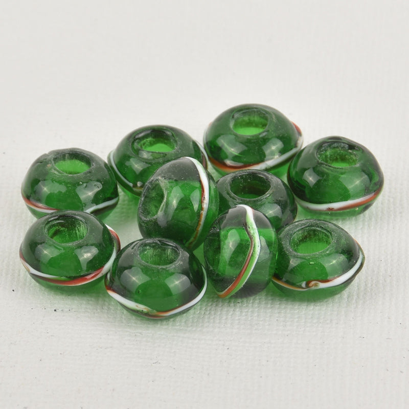 4 Lampwork Glass Beads, Large Hole European Glass Beads, 14mm, bgl1941