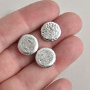 14mm Silver Foil Czech Glass Coin Beads, 2-holes, x6 beads, bgl1953