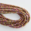 4mm Rose Gold Rondelle Crystal Beads, Faceted Glass Crystals, x50 beads bgl1965