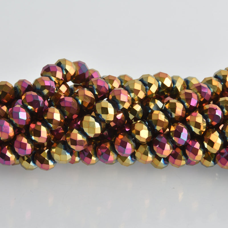 8mm Rose Gold Rondelle Crystal Beads, Faceted Glass Crystals, x40 beads bgl1966