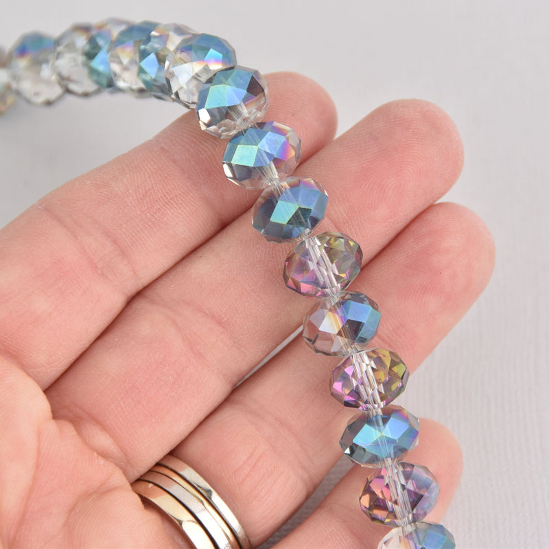 12mm NORTHERN LIGHTS RONDELLE Faceted Crystal Glass Beads, 1 strand, about 40 beads, bgl1968