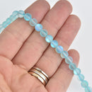 6mm Matte Blue Mermaid Glass Beads, smooth round, 15 beads, bgl1969