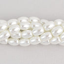 11mm WHITE Oval Glass Pearl Beads, 50 beads, bgl1979