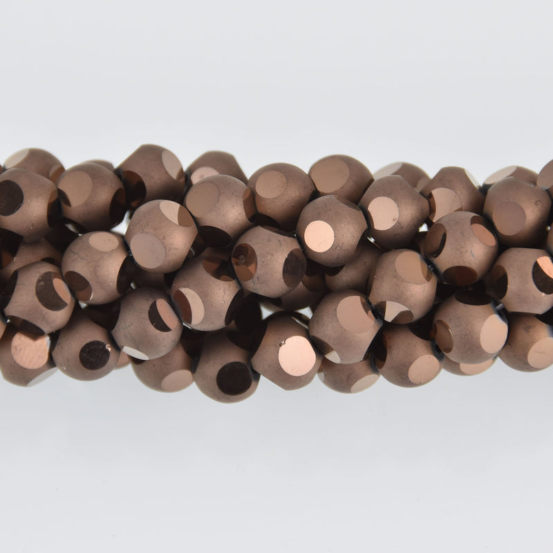 8mm Round Bronze Mirror Glass Beads, faceted, strand, bgl1981