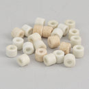 8mm Round Barrel Ceramic Glass Beads, matte white with cream, 10 beads, bgl1987