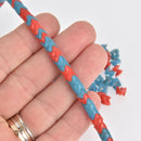 25 Vintage Czech Glass Beads, red and blue mix, 5mm-6mm wavy rondelle, bgl1988