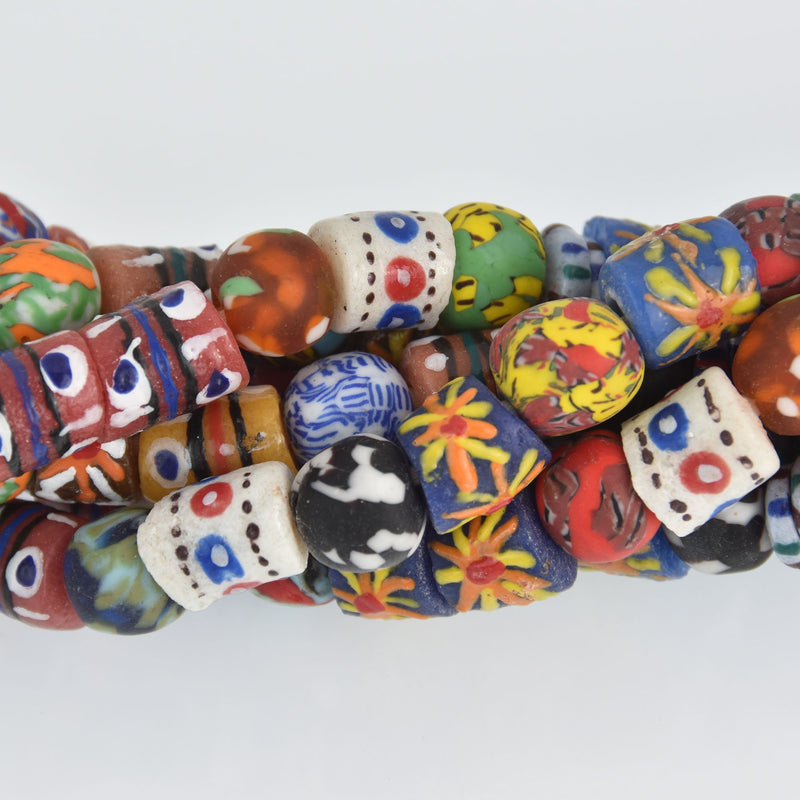 12mm Round Barrel Ceramic Glass Beads, handpainted matte multicolor, 10 beads, bgl1990