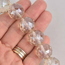 20mm Champagne Round Faceted Crystal Glass Beads, 8 beads, bgl1994