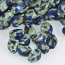17mm Glass African Beads, Blue and Green, Recycled Glass x6 beads bgl1995