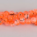 8mm Crackle Glass Beads, Neon Orange Round, x24 beads, bgl2001