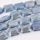 34mm Blue Crystal Rectangle Beads, mystic denim blue, 9 beads, bgl2003