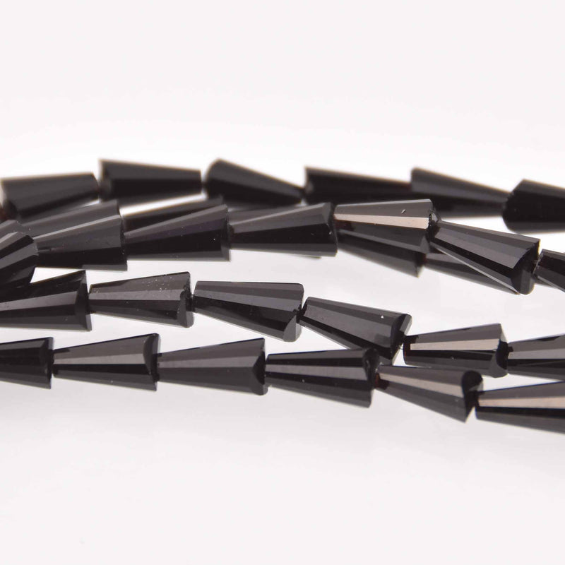 8mm BLACK Crystal Cone Beads Artemis Shape 35 beads bgl2005