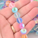 12mm Matte Mermaid Glass Beads, mixed colors, smooth round, strand, bgl2007