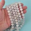 12mm Round Cat Eye Beads, White, Faceted Glass, strand, bgl2026